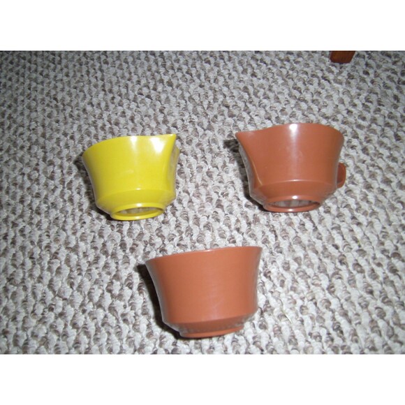 Allied Chemical Gold Yellow MELAMINE Creamer & Brown Creamer & Sugar Bow - Picture 7 of 7